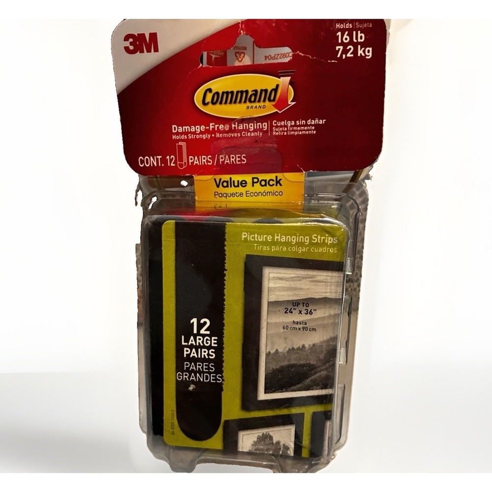 Command™ Large Black Picture Hanging Strips 12 Sets of Strips (17206BLK-12ES)